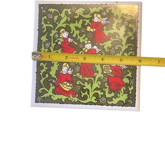 Vintage Holt Howard Ceramic Tile Trivet Hot Plate Wall Hanger Angels Instruments - Picture 7 of 7